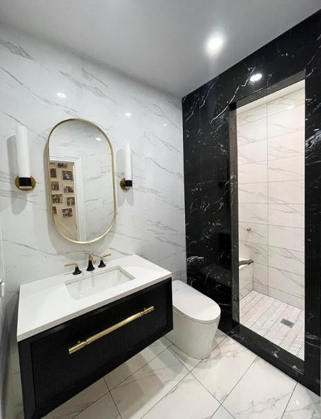 Black and white designer bathroom project